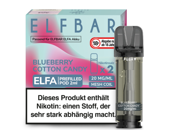 Elfbar - Elfa Pod Blueberry Cotton Candy 20mg/ml (2 Stück Pro Packung)