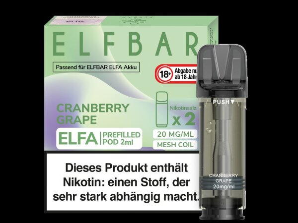 Elfbar - Elfa Pod Cranberry Grape 20mg/ml (2 Stück Pro Packung)