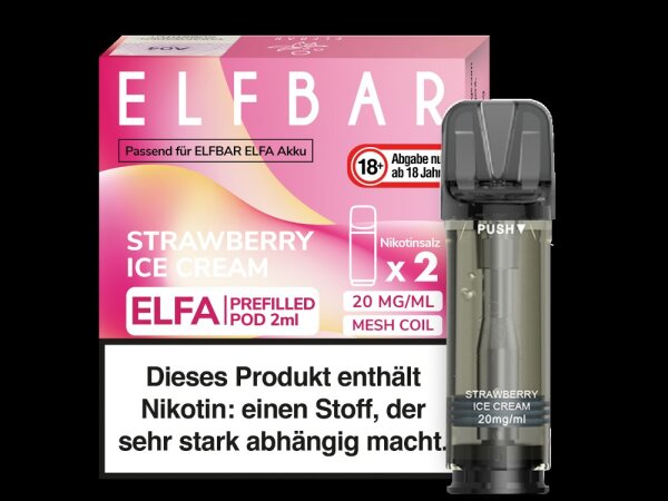 Elfbar - Elfa Pod Strawberry Ice Cream 20mg/ml (2 Stück pro Packung)