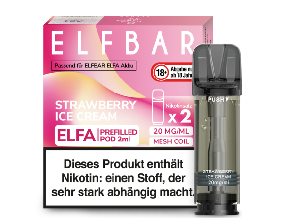 Elfbar - Elfa Pod Strawberry Ice Cream 20mg/ml (2 Stück pro Packung)