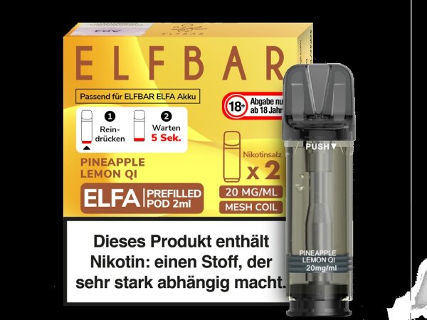 Elfbar - Elfa Pod Pineapple Lemon QI 20mg/ml (2 Stück pro Packung)