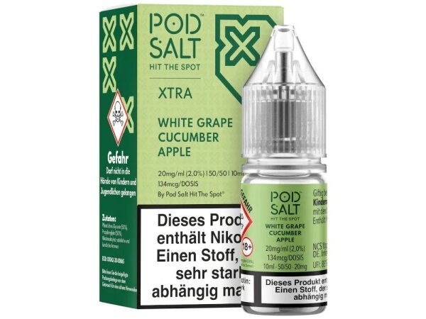 Pod Salt Xtra - White Grape Cucumber Apple 10 ml - Nikotinsalz Liquid