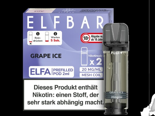 Elfbar - Elfa Pod Grape Ice 20mg/ml (2 Stück pro Packung)