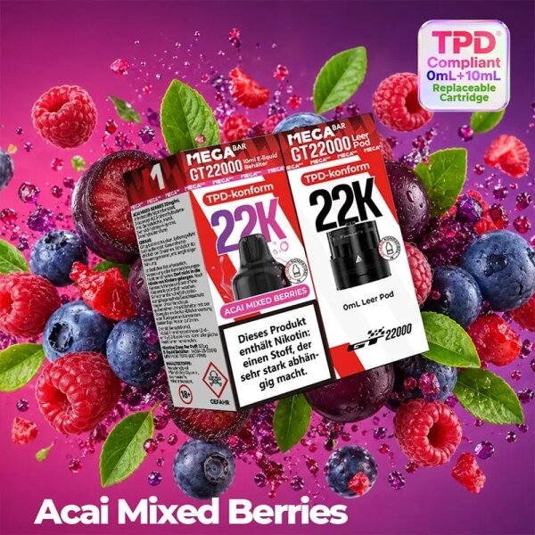 Mega Bar GT 22000 Pod Acai Mixed Berries 20 mg/ml