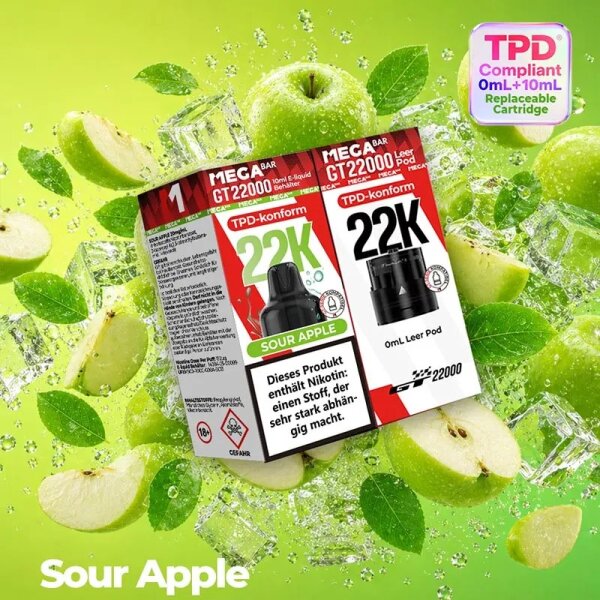 Mega Bar GT 22000 Pod Sour Apple 20 mg/ml